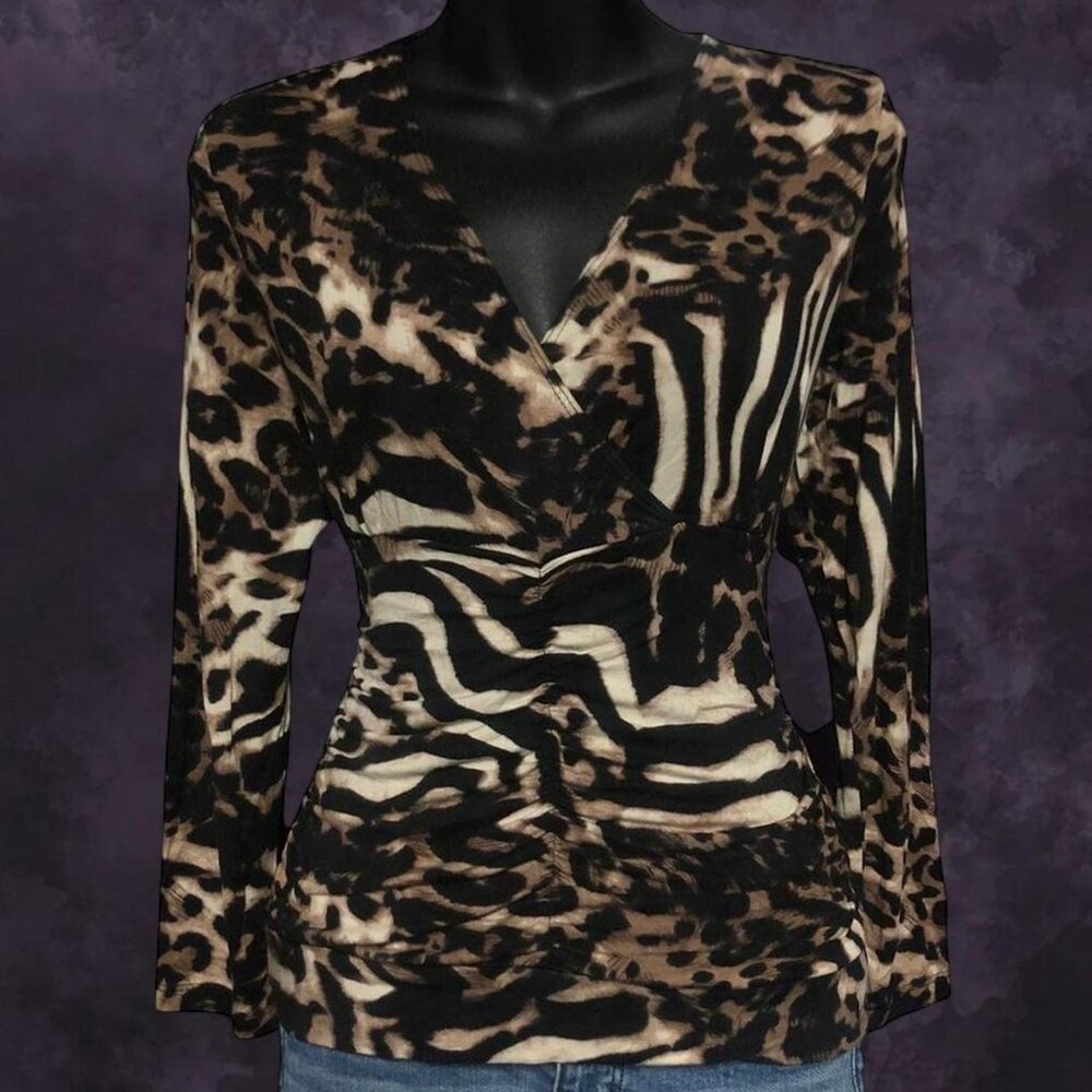 90s Animal Print Fitted Top